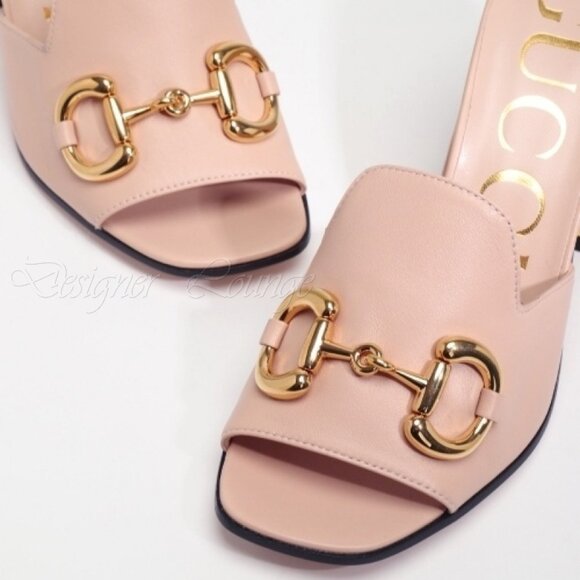 NEW GUCCI Horsebit Rose Leather Slide Sandals Mules EU 40.5 US 10.5 Auth $1,050 - Picture 3 of 10